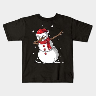 Dabbing Snowman Santa Hat - Funny Christmas Gift Kids T-Shirt